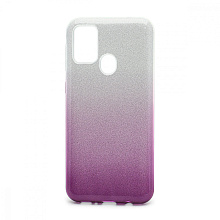 Чехол Fashion с блестками силикон-пластик для Samsung Galaxy M31 серебристо-фиолетовый