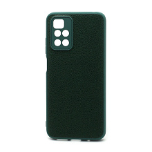 Чехол силиконовый с кожаной вставкой Leather Cover для Xiaomi Redmi 10 зеленый