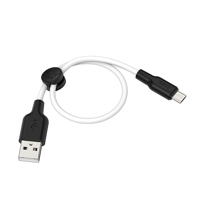 Кабель USB - Micro USB HOCO X21 "Plus Silicone" (2.4А, 25см) черно-белый